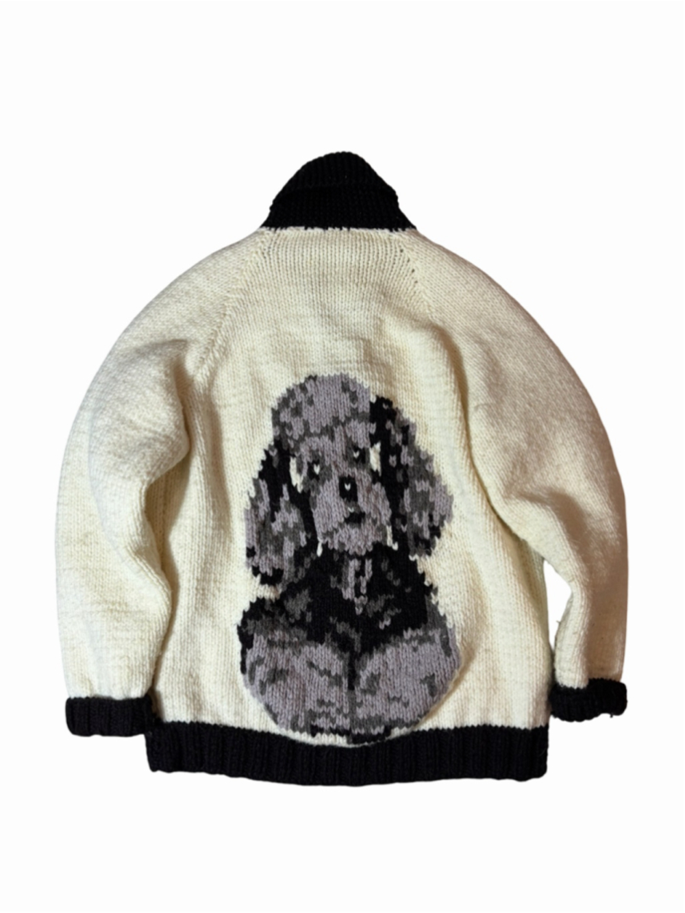 Vintage 60s 70s Dog Graphic Cowichan Style C&C Zip Sweater Jacket